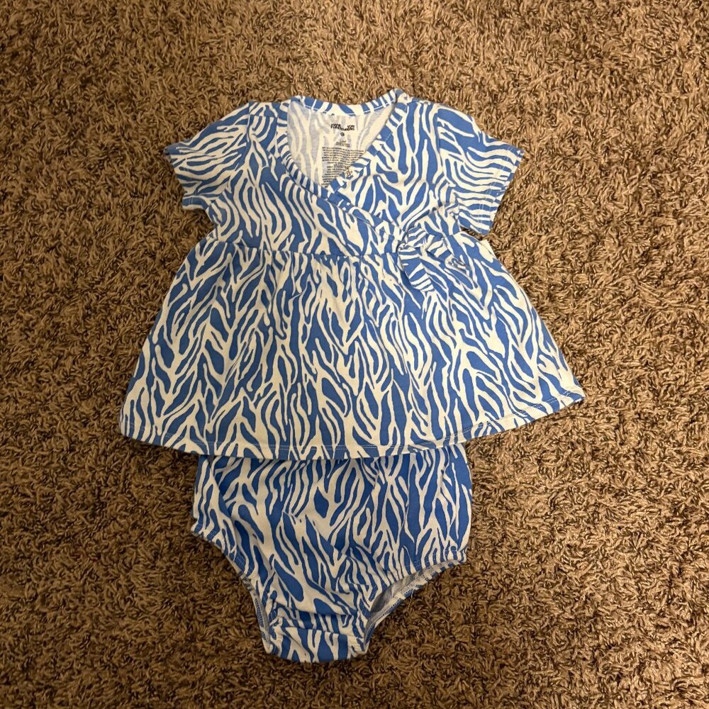 Diane Von Furstenberg for Target Wrap Dress 12 Month Blue and White Diaper Cover
